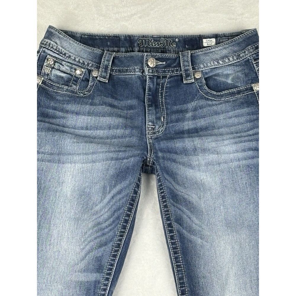 Miss Me Jeans Women's Size 31 Chloe Bootcut Blue Mid Rise Jeans (Hemmed) - Picture 2 of 15